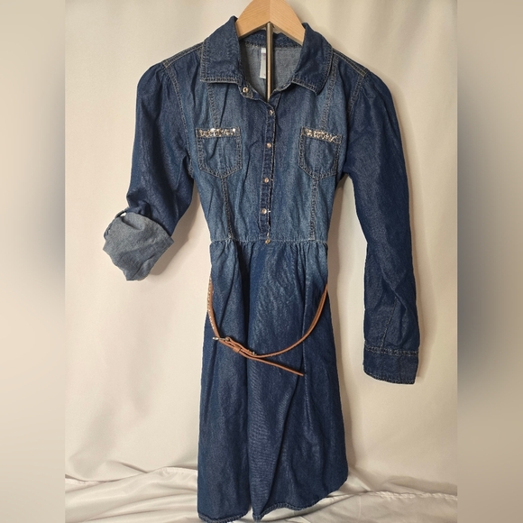Justice Other - Justice Girls Size 16 Blue Denim Shirt Dress – Stylish & Comfy!